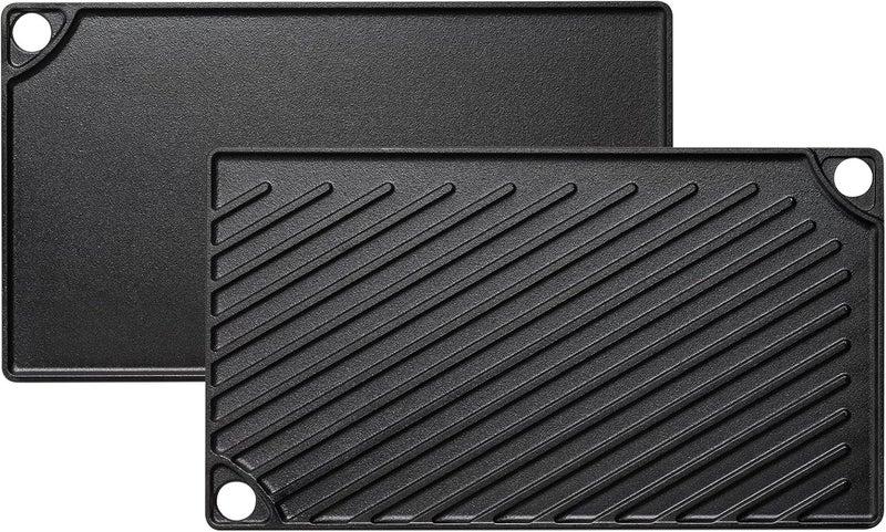 EWFEN Reversible Grill/Griddle, 16.7x9.5'' Pre-Seasoned Cast Iron Griddle Pan, Double Burner Cookware, Rectangular Non-Stick Stovetop Griddle with Handles, Flat Top Plate for Oven, Grill & Campfire - Image 1
